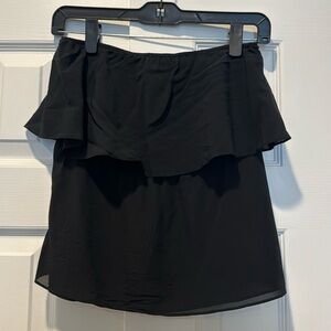 Black strapless chiffon Alice & Olivia top